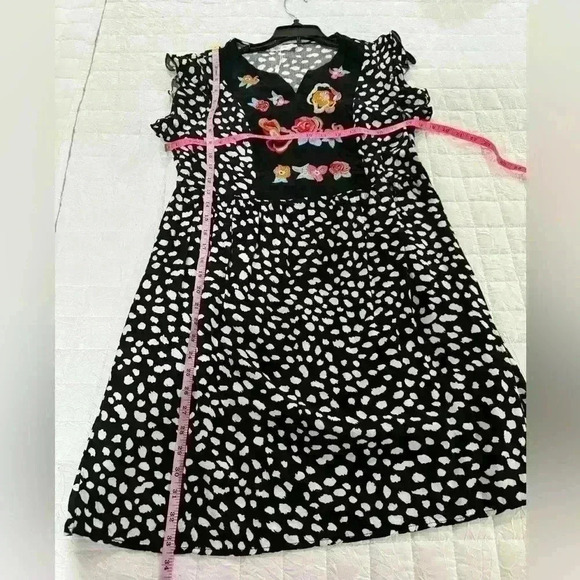 Kirundo Dress Womens Size Small Blue Floral Embroidered Ruffle Sleeve Boho - Picture 3 of 5